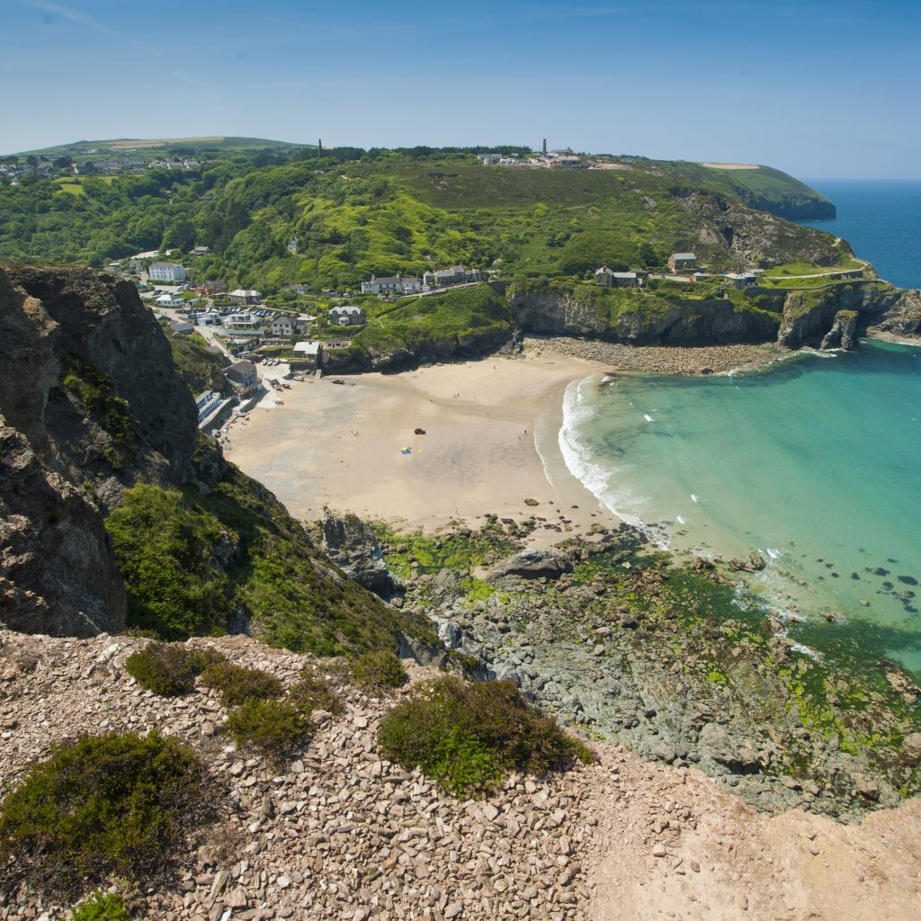 Trevaunance Cove accessed via the Southwest Coast Path